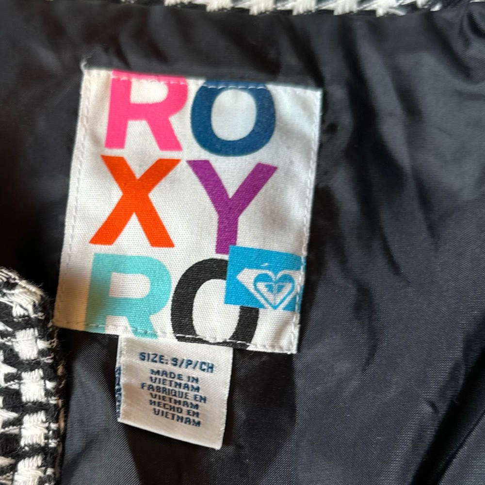 Roxy Houndstooth Puffsleeves Belted Button Collar… - image 3